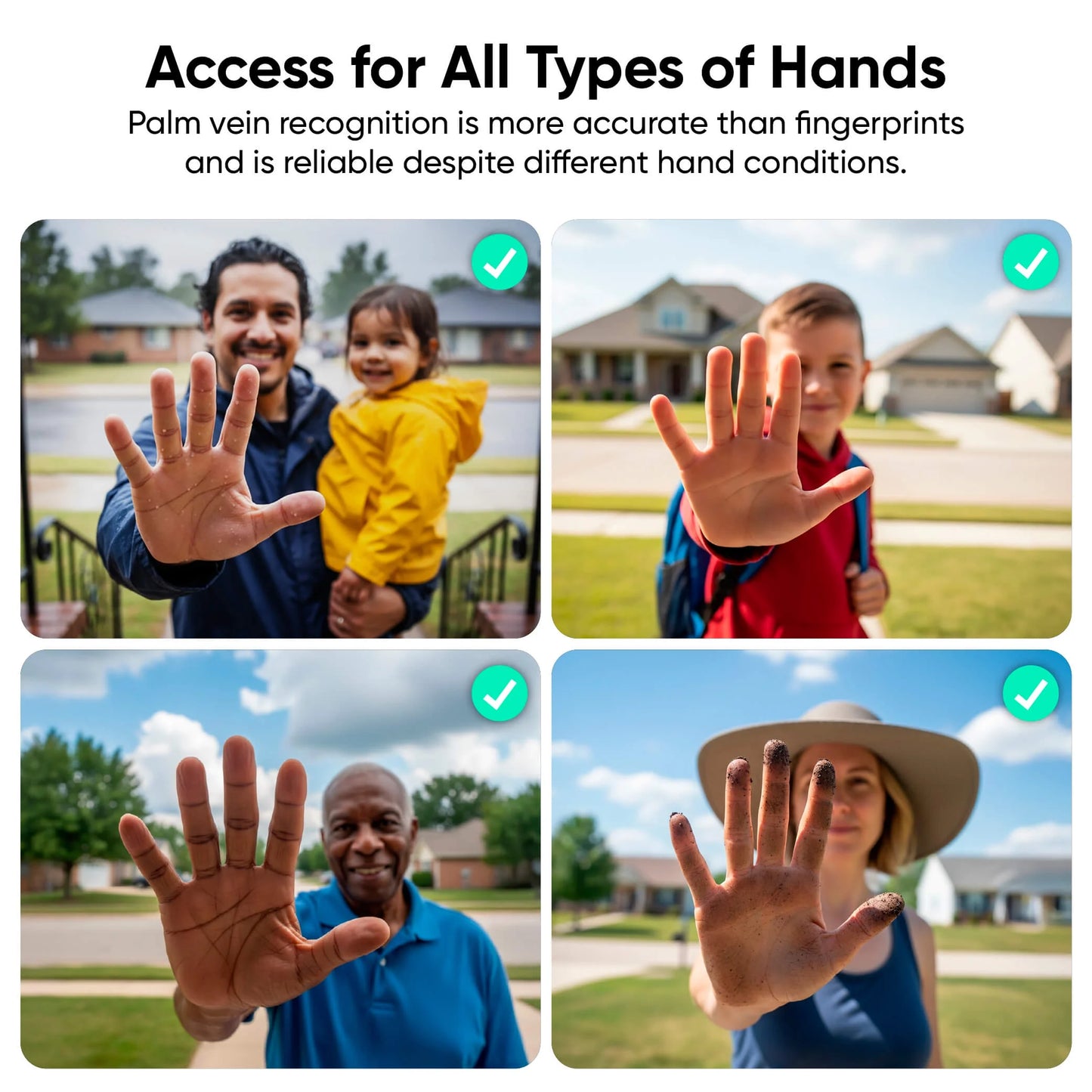 Palm Lock Smart Door Lock with Palm Vein Recognition, Keypad, Auto Lock, Dual Battery, Wi-Fi, BHMA3 Certified