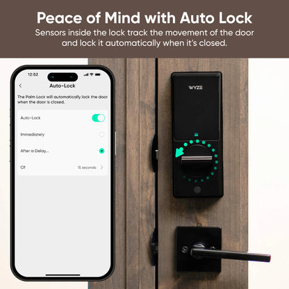 Palm Lock Smart Door Lock with Palm Vein Recognition, Keypad, Auto Lock, Dual Battery, Wi-Fi, BHMA3 Certified