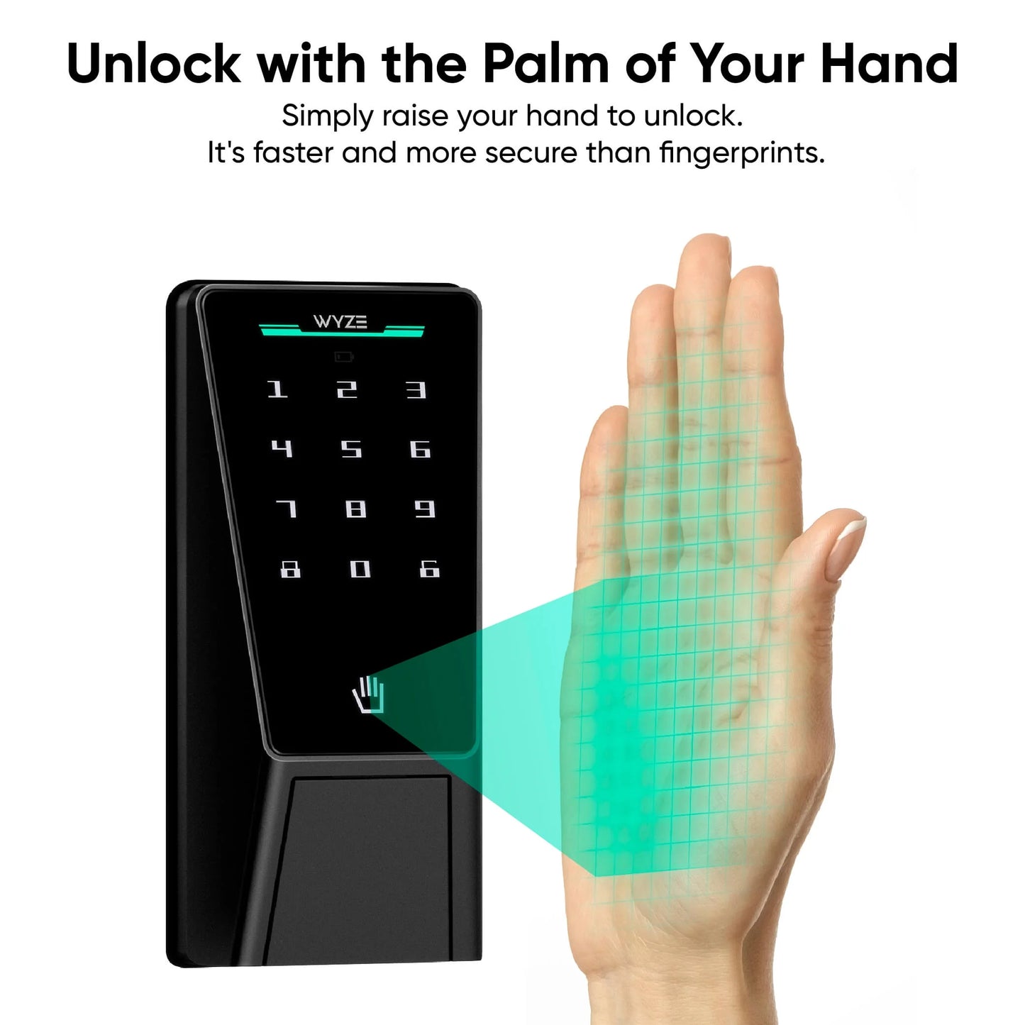 Palm Lock Smart Door Lock with Palm Vein Recognition, Keypad, Auto Lock, Dual Battery, Wi-Fi, BHMA3 Certified