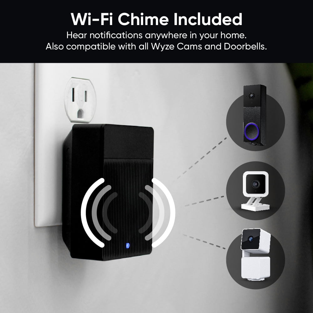 Wireless Duo Cam Video Doorbell, 2K Full HD Video, Wireless, Battery Powered, Chime Included, 2 Cameras