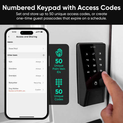 Palm Lock Smart Door Lock with Palm Vein Recognition, Keypad, Auto Lock, Dual Battery, Wi-Fi, BHMA3 Certified